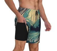 Traje de baño de malla de secado rápido con estampado Not All Who Wander are Lost para hombre, forro elástico, pantalones cortos de playa, surf, vacaciones de verano, Negro -, Small