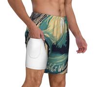 Traje de baño de malla de secado rápido con estampado Not All Who Wander are Lost para hombre, forro elástico, pantalones cortos de playa, surf, vacaciones de verano, Blanco, Small