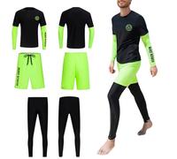 Traje de baño de Manga Larga para Hombre, Traje de Neopreno para el Sol, bañador Largo, Traje de Surf cálido, Conjunto de 3 Piezas (Black, XXL)
