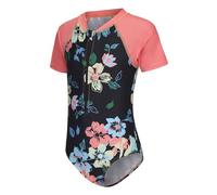 Traje de baño de manga larga para niñas de una pieza para la playa, chaleco de natación para niñas de 5 a 16 años, Negro, floral., 11-12 años