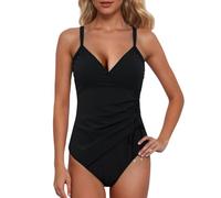 Traje de baño de mujer 1 pieza color sólido verano con cubierta push up sexy adelgazar bikini multicolor de una pieza modelo de moda traje de baño, A-le negro, L