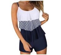 Traje de baño de mujer de 2 piezas Este Tankini es el conjunto ideal para aquellos que buscan un estilo casual y muy cómodo para disfrutar plenamente de sus días, azul marino, L