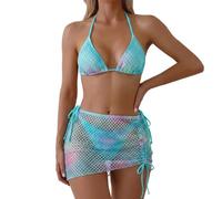 Traje de baño de mujer de 2 piezas sexy, sexy bikini de playa con estampado floral con top tankini para atar en los lados y la parte inferior de cintura alta
