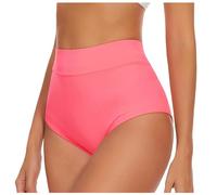Traje de baño de mujer - Pantalones cortos de baño de cintura alta para estilo yoga espalda en V Bragas de bikini Pantalones cortos de playa con fruncido bajo de traje de baño que cubre pantalones