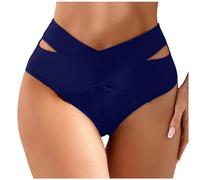 Traje De Baño De Mujer Short- Bajo Traje De Baño Liso Con Detalles Calados