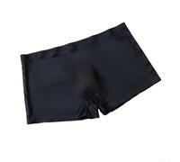 Traje de baño de seda de hielo sin costuras para hombre con colocación de cintura baja y bolsa de bulto 3D, soporte equilibrado y sensación ligera para un uso prolongado (L, negro)