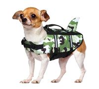 Traje de baño de Seguridad con Chaleco, Green Camouflage sha L | Cinturón salvavidas para cachorro, chaleco salvavidas ajustable con flotabilidad, traje de flotación, natación