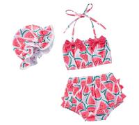 Traje de Baño de Tres Piezas para Niñas Pequeñas, Conjunto de Bikini con Top, Pantalones Cortos y Gorra, Ropa de Playa para Bebés, Conjunto de Verano para Niños