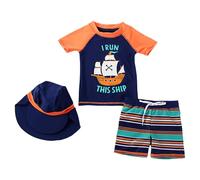 Traje de baño de tres piezas para niños pequeños y bebés, manga larga, diseño de dibujos animados, lindo traje de baño para niños pequeños, estudiantes, naranja, 4-5 años