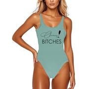 Traje de baño de una pieza casual con estampado de letras para tus salidas de playa y piscina la temporada de verano, menta verde., 3XL