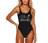 Traje de baño de una pieza casual con estampado de letras para tus salidas de playa y piscina la temporada de verano, Le Noir, M