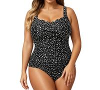 Traje de baño de una pieza elegante con escote de Buceo y espalda adornado con Volantes para una romántica en la playa o en la piscina, Le Noir, S