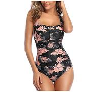 Traje de Baño de Una Pieza Mujer Bañadores Reductores Tallas Grandes Bañador Sexy Cuello en V Bikini Cintura Alta Pliegues Trajes de Bañadores Conjuntos Push Up Swimwear Control del Vientre Estampado