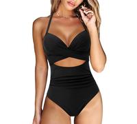 Traje de Baño de Una Pieza Mujer Cuello en V Sexy Fruncido Bañadores Push Up Control del Vientre Bañadores de Reducir Barriga Ropa de Baño Playa