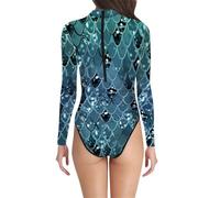 Traje de baño de una Pieza para Mujer con Estampado de Escamas de pez, diseño de Escamas de pez, diseño de Sirena y Cremallera en la Espalda, Ideal para Surfear, bucear. Uso Diario
