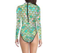 Traje de baño de una Pieza para Mujer con Estampado de Escamas de pez, diseño de Escamas de pez, diseño de Sirena y Cremallera en la Espalda, Ideal para Surfear, bucear. Uso Diario
