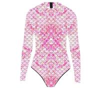 Traje de baño de una Pieza para Mujer con Estampado Digital 3D, diseño de Escamas de pez, diseño de Sirena, Cremallera en la Espalda, Ideal para Surf, Buceo, Playa y Vacaciones de Verano. Uso Diario