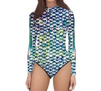 Traje de baño de una pieza para mujer, deportivo, de secado rápido, acolchado, push-up, talla grande, monokini de playa, vintage, ropa de playa de verano, azul, S