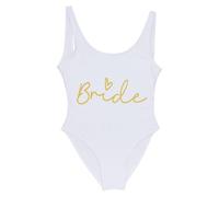 Traje de baño de una pieza para mujer, disfraz de novia para ser despedida de soltera, despedida de soltera, traje de baño de una pieza para mujer, bikini de mujer, 01 Blanco, S