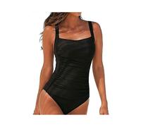 Traje de baño de una pieza para mujer, negro, vientre plano, sexy y cómodo