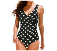 Traje de baño de una pieza para mujer, traje de baño de lunares, tallas grandes, traje de baño adelgazante con escote en V profundo, acolchado, moldeador de figura moda de playa mujer Trajes Traje