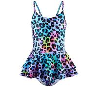 Traje de baño de una Pieza para niñas, Traje de baño de Sirena para niños de 4 a 12 años, Leopardo Colorido, 10-12 años B528
