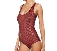 Traje de baño de Verano con Estampado de Escamas, Cuello en V, Corte, Monokini#A