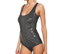 Traje de baño de Verano con Estampado de Escamas, Cuello en V, Corte, Monokini#A