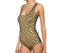 Traje de baño de Verano con Estampado de Escamas, Cuello en V, Corte, Monokini#A