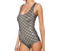 Traje de baño de Verano con Estampado de Escamas, Cuello en V, Corte, Monokini#A