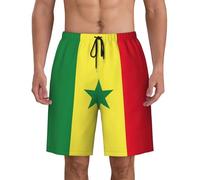 Traje de baño deportivo con estampado de bandera de Senegal para hombre, cómodos, pantalones cortos de playa, piscina, surf, verano, deportes, aventura, Negro, L