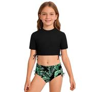 Traje de baño deportivo de dos piezas para niñas, top tankini y bajo alto, ideal para la playa y la piscina, Le Noir, 5-6 Años
