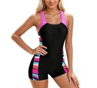 Traje de baño Deportivo Tankini Monokini Bloques Color Espalda Abierta Verano Mujer bañador Fitness Playa con Estampado Floral (M)