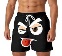 Traje de baño divertido con emoticonos para hombre, pantalones cortos casuales de playa para verano, cómodos trajes de baño para surf con ajuste relajado, regalos del Reino Unido para hombres, Negro