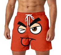 Traje de baño divertido con emoticonos para hombre, pantalones cortos casuales de playa para verano, cómodos trajes de baño para surf con ajuste relajado, regalos del Reino Unido para hombres, rosso