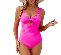 Traje de Baño Familiar Short Bañador Mujer Women's Spring Summer New Casual Mesh Splicing Sexy Tight Pants Swimwear with Chest Faja Modeladora Mujer Bikini Talla Grande (Hot Pink S)