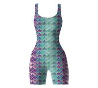 Traje de baño Femenino con Estampado Digital 3D de Escamas de a la para Mujer (Sky Blue, M)