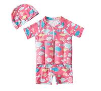 Traje de Baño Flotante Chaleco Flotador Bebe Bañador Niña Manga Corta Traje de Baño de Una Pieza Impresión de Dibujos Animados Flotabilidad Ajustable Secado Rápido Traje de Entrenamiento