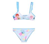 Traje de baño Frozen 2 piezas para niñas, bikini con Anna y Elsa, tirantes con volantes, estampado floral, turquesa, 6 años