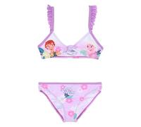 Traje de baño Frozen 2 piezas para niñas, bikini con Anna y Elsa, tirantes con volantes, estampado floral, violeta, 4 años