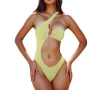 Traje De Baño Ganador, Bikini 2026 Nuevo Modelo Europeo E Internacional De Color Sólido Traje De Baño De Una Pieza Sexy De Un Hombro