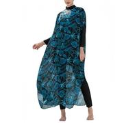 Traje de baño Modesto Burkini de 4 Piezas para Mujeres Musulmanas con Prenda Exterior Transparente en Degradado y Cobertura Total Trajes de baño islámicos con hiyab