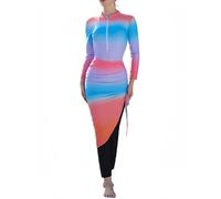 Traje de baño Modesto Burkini de 4 Piezas para Mujeres Musulmanas con Prenda Exterior Transparente en Degradado y Cobertura Total Trajes de baño islámicos con hiyab