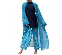 Traje de baño Modesto Burkini de 4 Piezas para Mujeres Musulmanas con Prenda Exterior Transparente en Degradado y Cobertura Total Trajes de baño islámicos con hiyab
