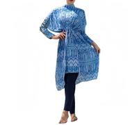 Traje de baño Modesto Burkini de 4 Piezas para Mujeres Musulmanas con Prenda Exterior Transparente en Degradado y Cobertura Total Trajes de baño islámicos con hiyab
