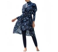 Traje de baño Modesto Burkini de 4 Piezas para Mujeres Musulmanas con Prenda Exterior Transparente en Degradado y Cobertura Total Trajes de baño islámicos con hiyab