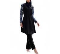 Traje de baño Modesto de Tres Piezas para Mujeres Musulmanas Burkini Traje de baño islámico de Manga Larga con Cobertura Total e hiyab