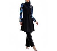 Traje de baño Modesto de Tres Piezas para Mujeres Musulmanas Burkini Traje de baño islámico de Manga Larga con Cobertura Total e hiyab
