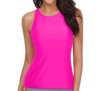 Traje de Baño Mujer 2 Piezas Bikini Rojo Mujer Traje de Baño Conservador Una Sola Parte Superior con Almohadilla para El Pecho Color Sólido para Bikinis Sin Tirantes Bikini (Hot Pink XL)