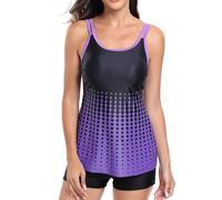 Traje De BañO Mujer 2 Piezas Swimsuit Women Women's Spring Summer Gradient Flat Angle Split Bikini Set BañAdor Talla Grande Conjunto Mujer Verano (Purple, XL)